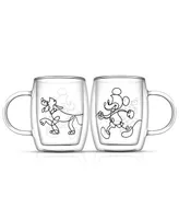 JoyJolt Disney Mickey and Pluto Aroma Glass Mugs, Set of 2