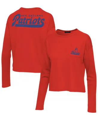 Women's Red New England Patriots Pocket Thermal Long Sleeve T-shirt