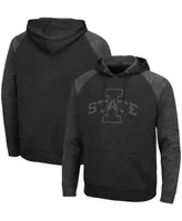 Men's Black Iowa State Cyclones Blackout 3.0 Tonal Raglan Pullover Hoodie