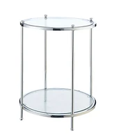 Royal Crest 2 Tier Round Glass End Table with Shelf