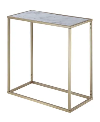 Gold Coast Faux Marble Chairside End Table - White Faux Marble, Gold