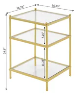 Convenience Concepts 16.25" Glass Royal Crest 3 Tier End Table - Clear Glass, Gold