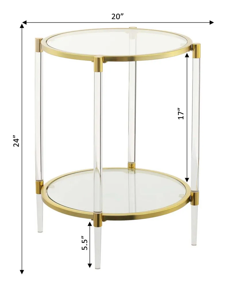 Royal Crest 2 Tier Acrylic Glass End Table - Clear, Gold