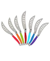 French Home 7 Piece Laguiole Pizza Knife Set, Rainbow Colors