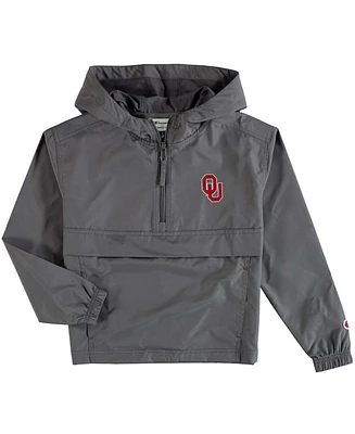 Big Boys and Girls Graphite Oklahoma Sooners Pack and Go Quarter-Zip Windbreaker Jacket