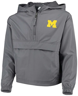 Big Boys Champion Graphite Michigan Wolverines Pack and Go Windbreaker Jacket