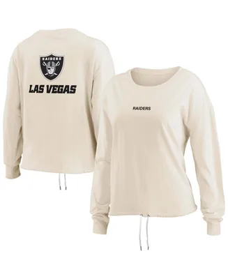 Women's Oatmeal Las Vegas Raiders Long Sleeve Crop Top Shirt