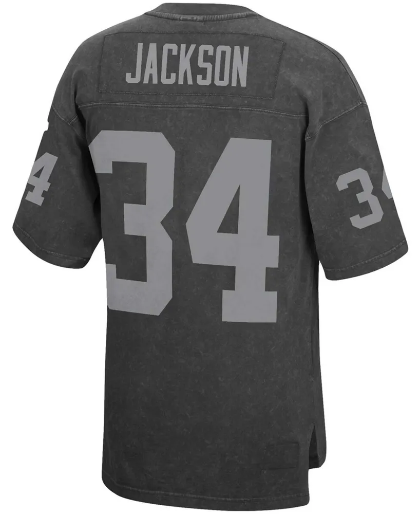 Men's Bo Jackson Black Los Angeles Raiders Retired Player Name and Number Acid Wash Top