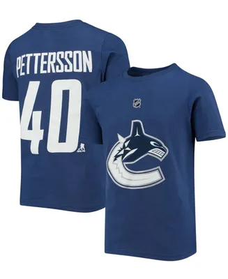 Big Boys and Girls Elias Pettersson Blue Vancouver Canucks Player Name and Number T-shirt