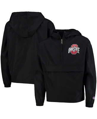 Big Boys and Girls Black Ohio State Buckeyes Pack and Go Quarter-Zip Windbreaker Jacket