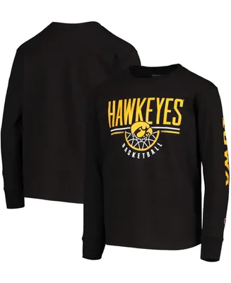 Big Boys and Girls Black Iowa Hawkeyes Basketball Long Sleeve T-shirt