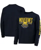 Big Boys and Girls Navy Michigan Wolverines Basketball Long Sleeve T-shirt