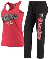 Women's Black and Red Ottawa Senators Satellite Pants Tank Top Sleep Set