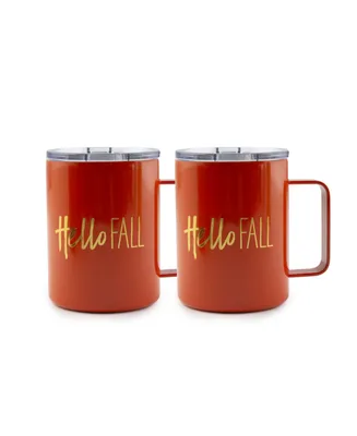 Thirstystone by Cambridge 16 oz "Hello Fall" Insulated Coffee Mugs Set, 2 Piece