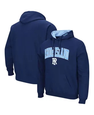 Men's Navy Rhode Island Rams Arch and Logo Pullover Hoodie