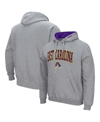 Men's Heathered Gray Ecu Pirates Arch and Logo Pullover Hoodie
