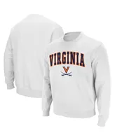 Men's White Virginia Cavaliers Team Arch Logo Tackle Twill Pullover Sweatshirt