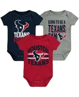 Newborn Infant Navy, Red, Heathered Gray Houston Texans 3Rd Down Goal Three-Piece Bodysuit Set