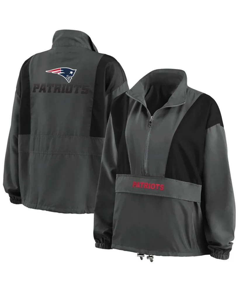 Women's Charcoal New England Patriots Popover Packable Half-Zip Jacket