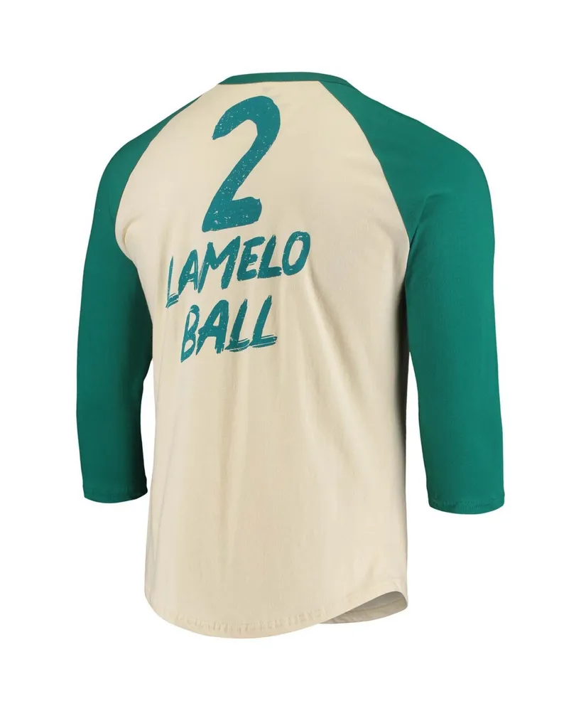 Men's LaMelo Ball Cream Charlotte Hornets Nba 3/4 Sleeve Raglan T-shirt