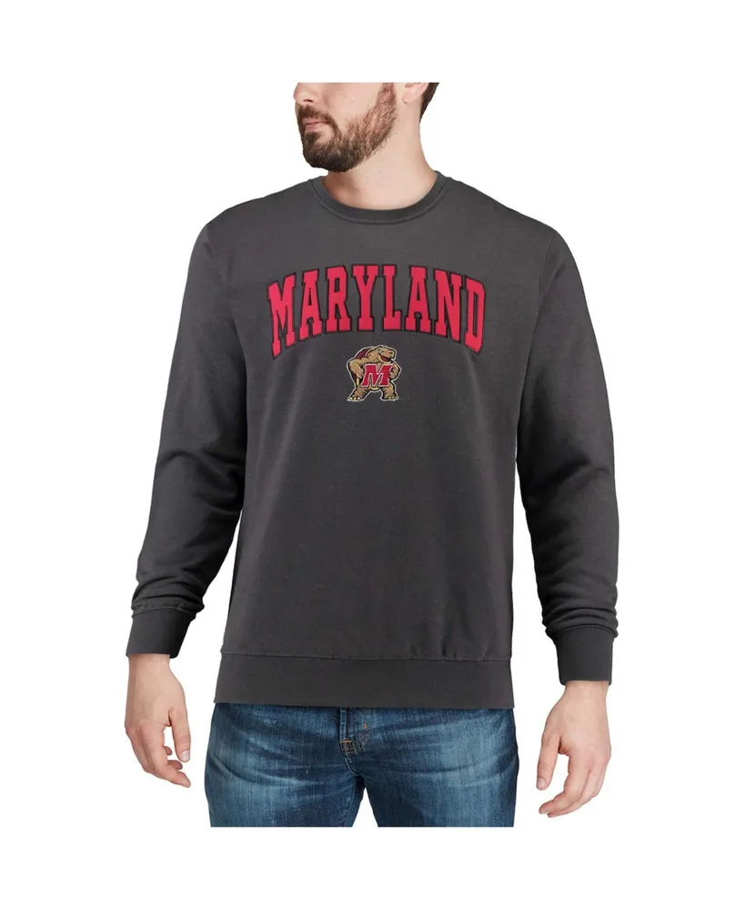 Men's Charcoal Maryland Terrapins Arch Logo Crew Neck Sweatshirt