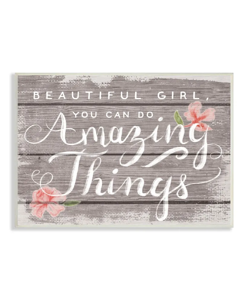 Stupell Industries Beautiful Girl Inspirational Kids Flower Word Design Wall Plaque Art, 10" x 15" - Multi