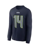 Men's Dk Metcalf Navy Seattle Seahawks Player Name Number Long Sleeve T-shirt