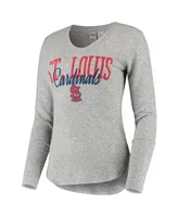 Women's Heather Gray St. Louis Cardinals Tri-Blend Long Sleeve T-Shirt