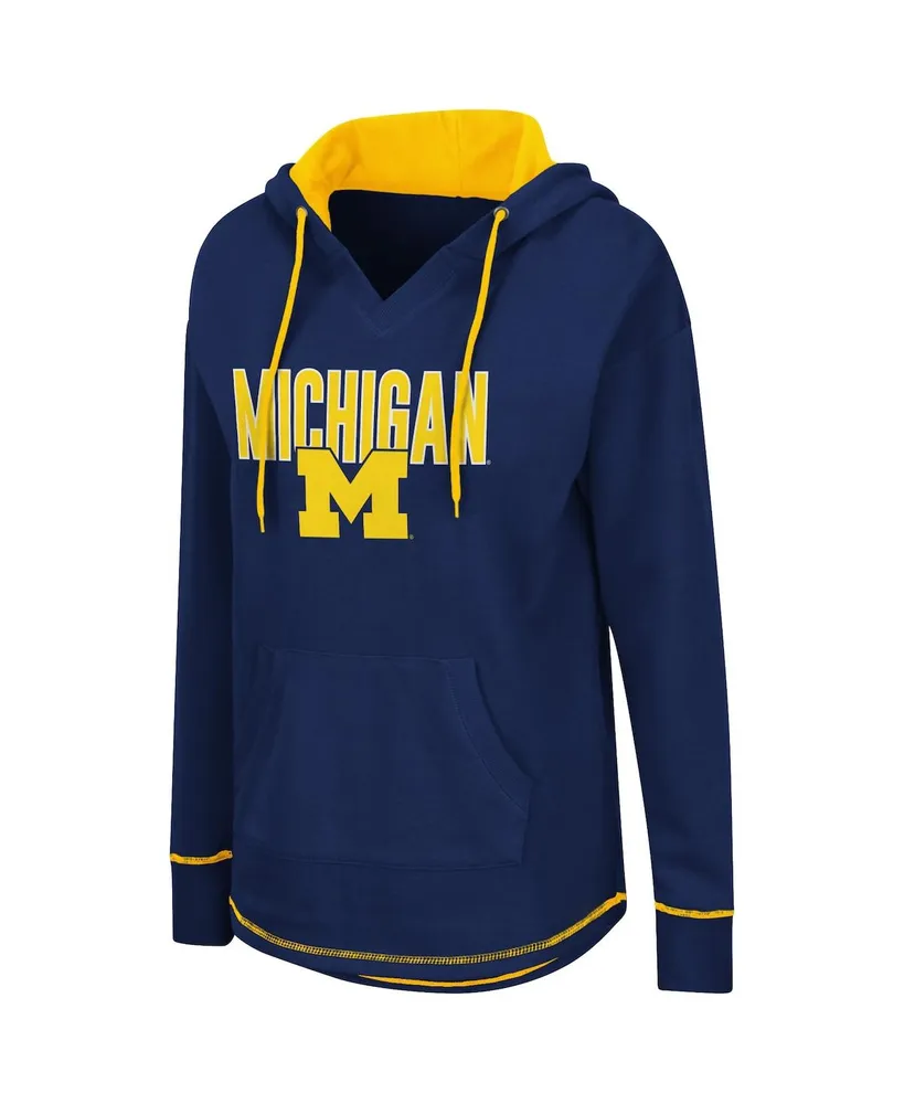 Women's Navy Michigan Wolverines Tunic Pullover Hoodie
