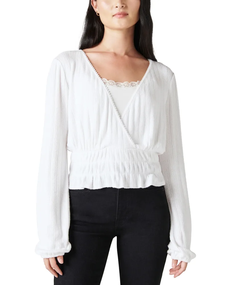 Lucky Brand Women's Lace-Trimmed Henley Top