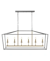 Pagoda Linear 6-Bulb Classic Traditional Led Pendant