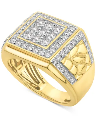 Men's Diamond Cluster Nugget Ring (1-1/2 ct. t.w.) in 10k Gold