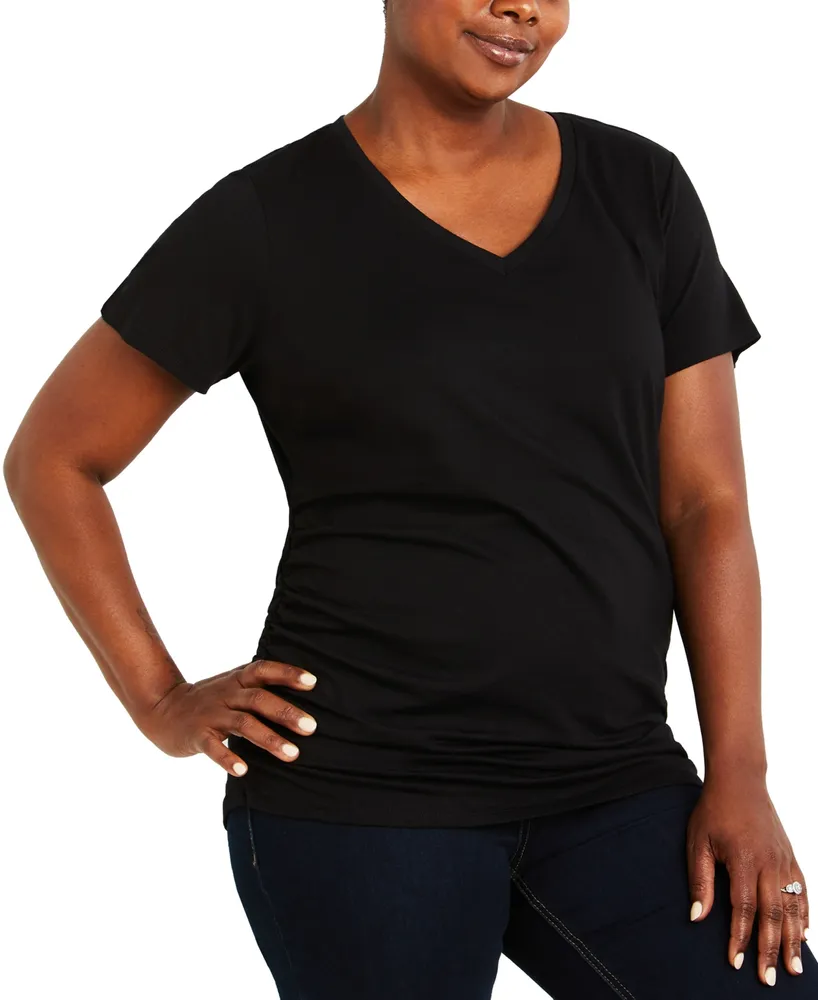 A Pea in the Pod Luxe Side Ruched 3/4 Sleeve Maternity T Shirt - Macy's