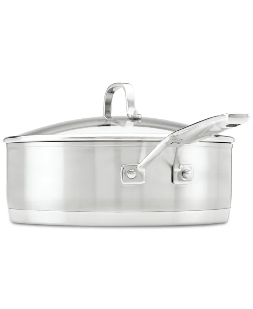 KitchenAid 3-Ply Base Stainless Steel 4.5 Quart Induction Saute Pan with Helper Handle and Lid
