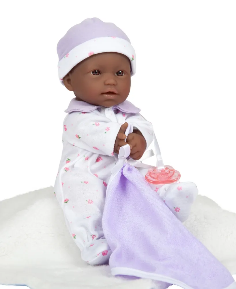 La Baby African American 11" Soft Body Baby Doll Purple Outfit - African American