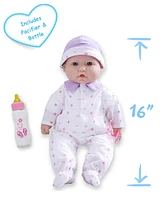La Baby Caucasian 16" Soft Body Baby Doll Purple Outfit