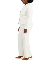 Le Suit Plus Button-Front Side-Zip Pantsuit