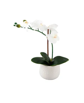 12" Artificial Real-Touch Orchid in Mayan Ceramic Pot