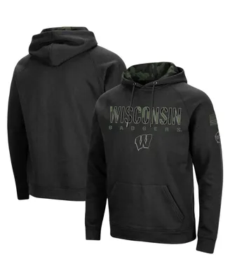 Men's Black Wisconsin Badgers Oht Military-Inspired Appreciation Camo Pullover Hoodie