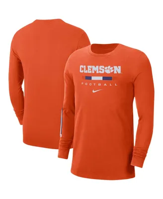 Men's Orange Clemson Tigers Word Long Sleeve T-shirt
