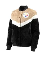 Women's Black and Cream Pittsburgh Steelers Riot Squad Sherpa Full-Snap Jacket
