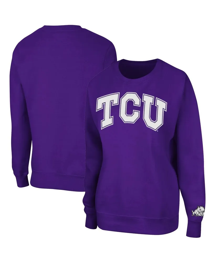 Women's Purple Tcu Horned Frogs Campanile Pullover Sweatshirt