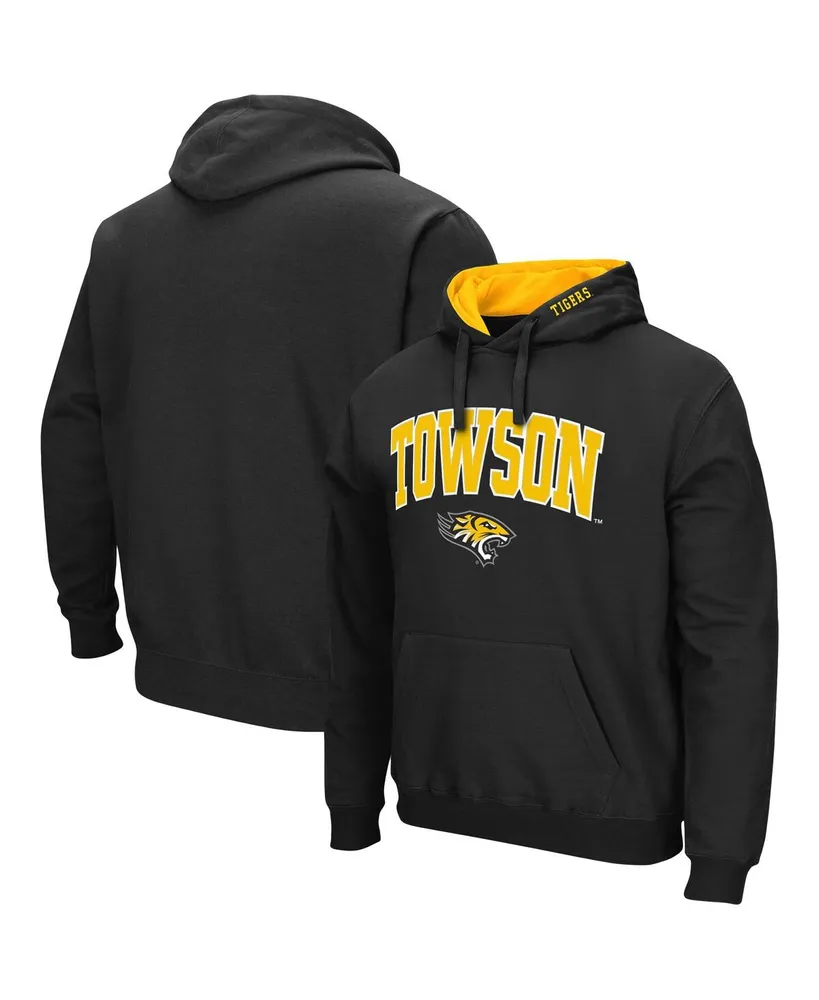 Men's Black Towson Tigers Arch and Logo Pullover Hoodie