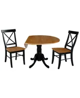 42" Dual Drop Leaf Dining Table with X-back Chairs