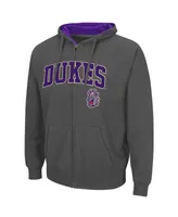 Men's Charcoal James Madison Dukes Arch Logo 3.0 Full-Zip Hoodie