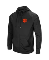 Men's Black Clemson Tigers Blackout 3.0 Tonal Raglan Full-Zip Hoodie