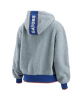 Women's Gray Florida Gators Sherpa Full-Zip Hoodie Jacket