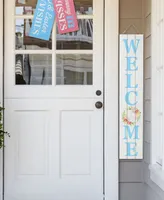 Glitzhome Wooden Double Sided Happy Easter Welcome Porch Sign, 42"