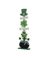 Glitzhome 42" Lighted St. Patrick's Wooden Shamrocks Porch Decor