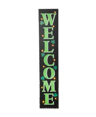 Glitzhome 42" Lighted St. Patrick's Wooden Welcome Porch Sign